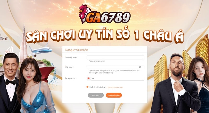 Viêc đăng ký tài khoản Ga6789 cực kỳ đơn giản